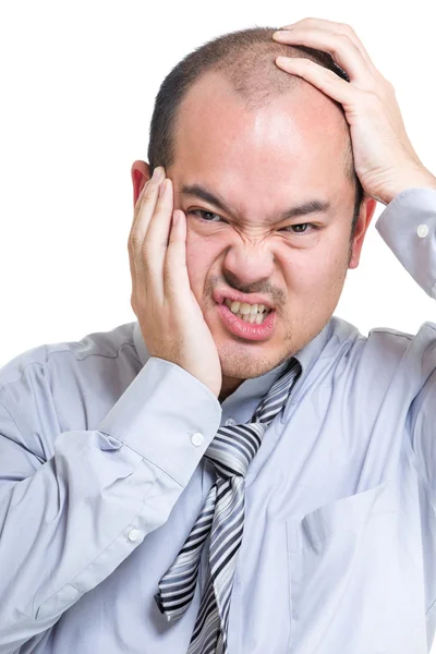 Businessman with toothache and headache — Stock Photo, Image