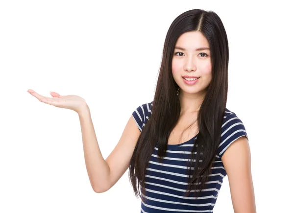 Asian woman in striped t shirt — Stock Photo, Image