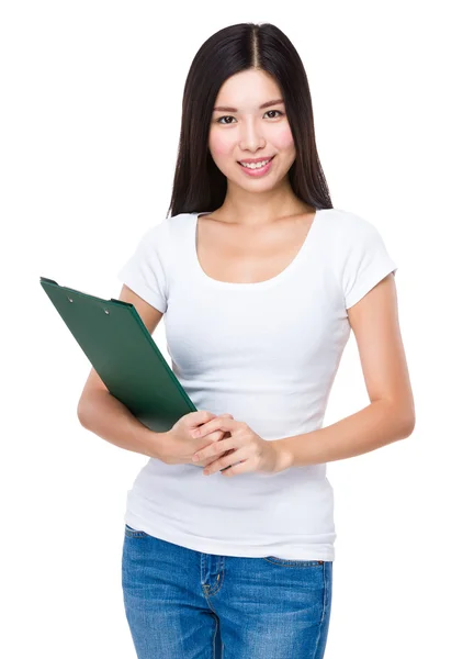 Woman with clipboard — Stock Photo, Image
