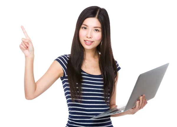 Asian woman in striped t shirt — Stock Photo, Image