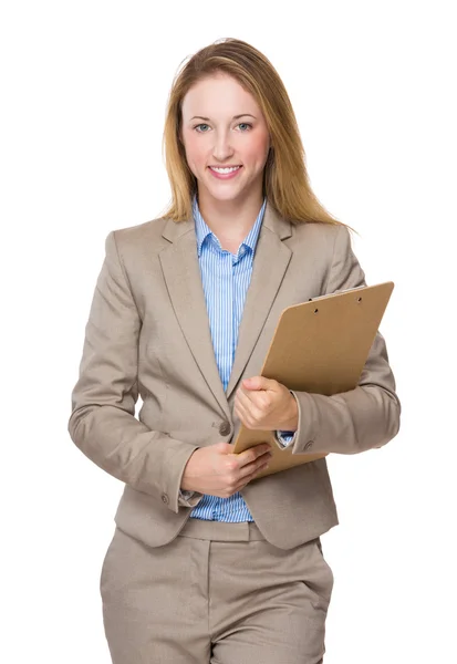 Mujer de negocios caucásica en traje de negocios —  Fotos de Stock