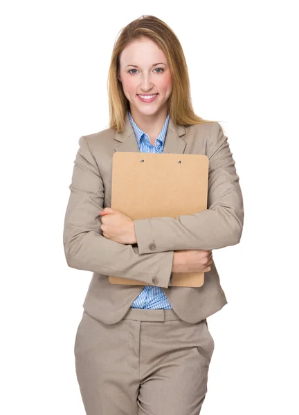 Mujer de negocios caucásica en traje de negocios — Foto de Stock