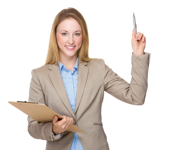 Caucasian businesswoman in business suit — Stock Photo, Image