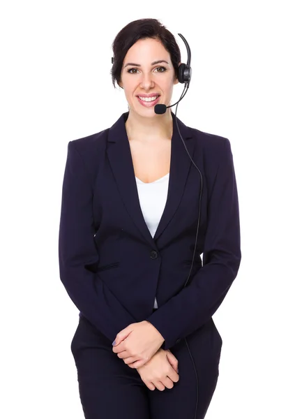 Operadora de call center feminina caucasiana — Fotografia de Stock