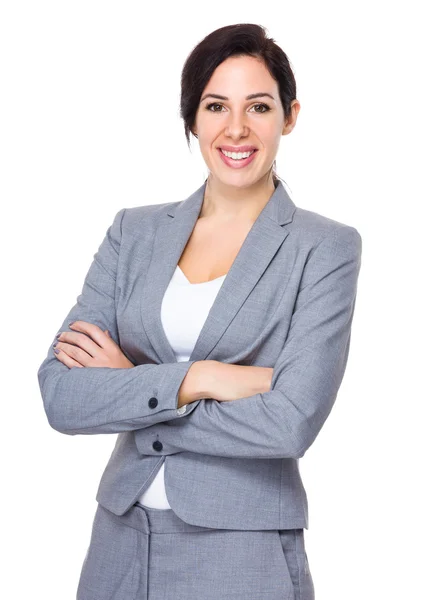 Mulher de negócios caucasiana em terno de negócios — Fotografia de Stock