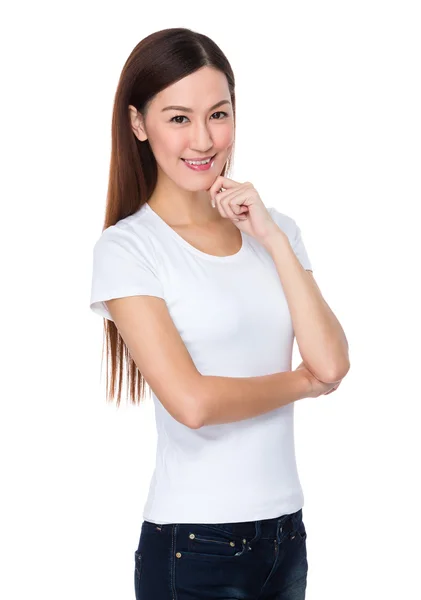 Asian woman in white t shirt — Stock Photo, Image