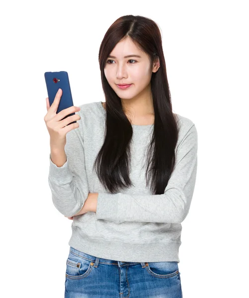 Woman look at cellphone — Stock Photo, Image