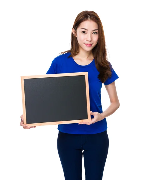 Asian woman in blue t shirt — Stock Photo, Image