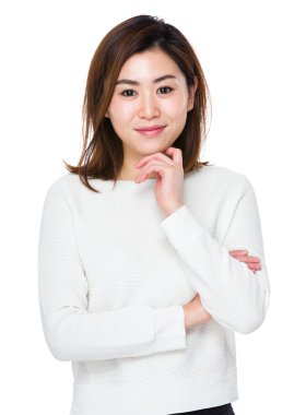 kadın çene üzerinde el ile