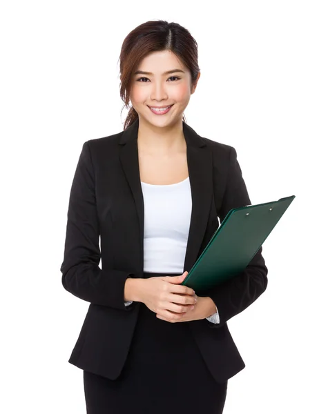 Mujer de negocios asiática en traje negro — Foto de Stock