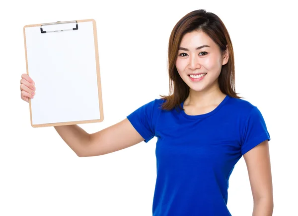 Woman with clipboard — Stock Photo, Image