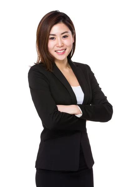 Asiatico businesswoman in nero vestito — Foto Stock