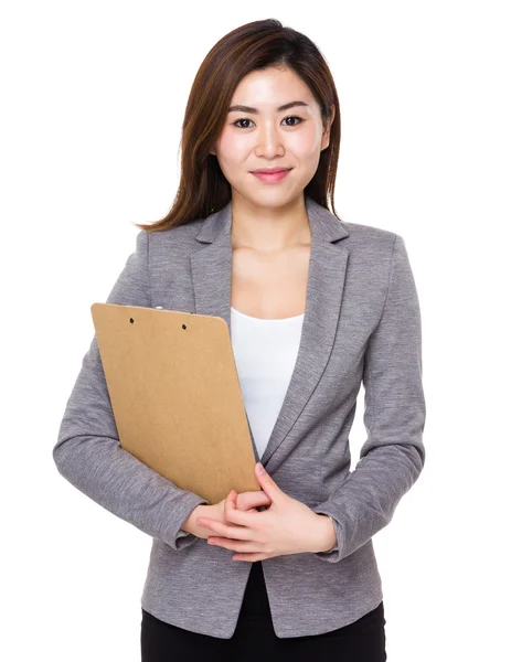 Mujer de negocios asiática en traje gris —  Fotos de Stock