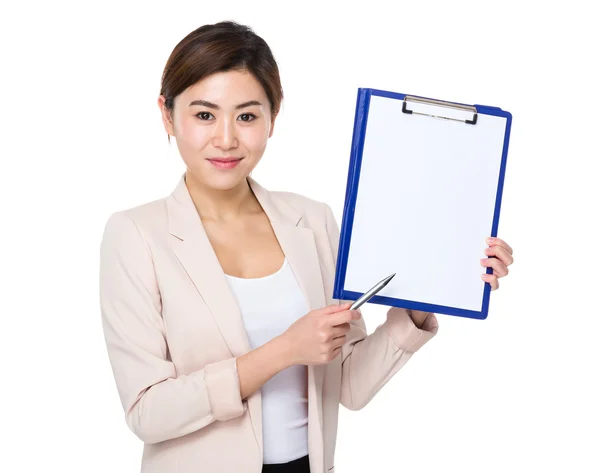 Asian businesswoman in beige suit — Stock Photo, Image