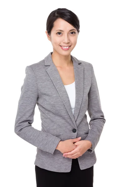 Mujer de negocios asiática en traje gris — Foto de Stock