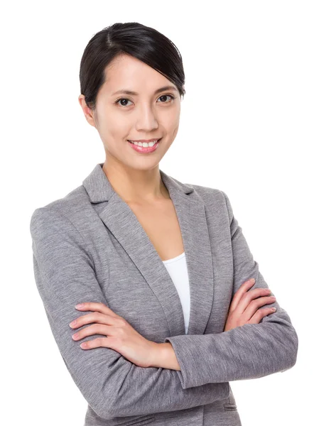 Asian businesswoman in gray suit — Stock Photo, Image