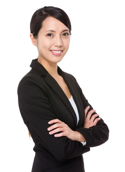 Asiatico businesswoman in nero vestito — Foto Stock