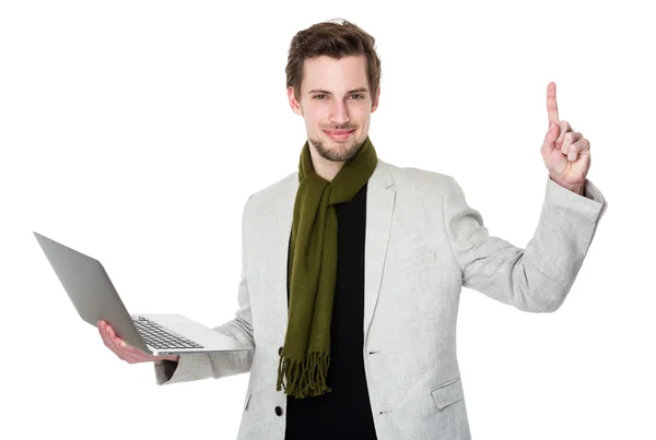 Caucasian man in white jacket — Stock Photo, Image