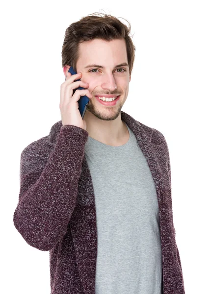 Caucasian man in knitted cardigan — Stock Photo, Image