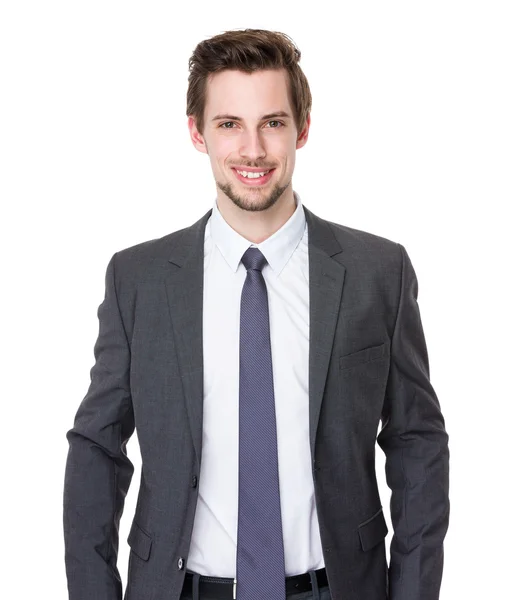 Caucasian businessman in gray suit — Stock Photo, Image