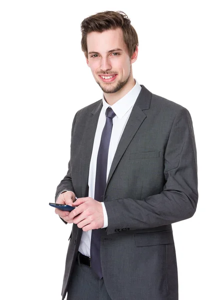 Caucasian businessman in gray suit — Stock Photo, Image