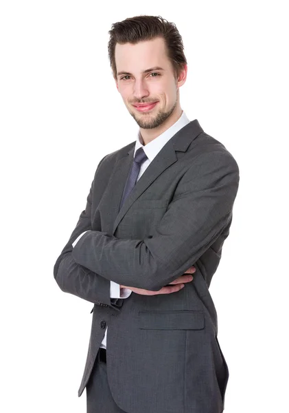 Caucasian businessman in gray suit — Stock Photo, Image