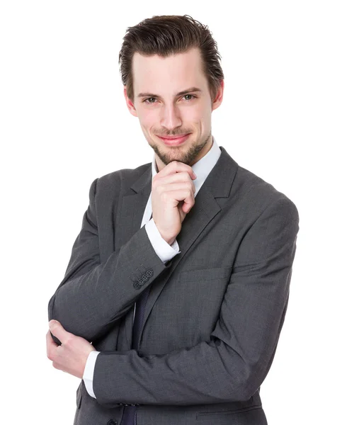 Caucasian businessman in gray suit — Stock Photo, Image