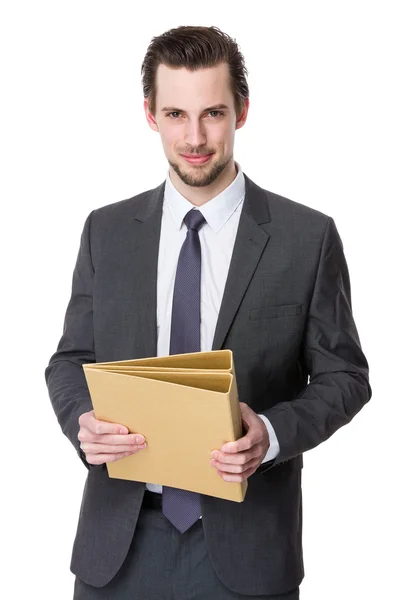 Kaukasischer Geschäftsmann im grauen Anzug — Stockfoto