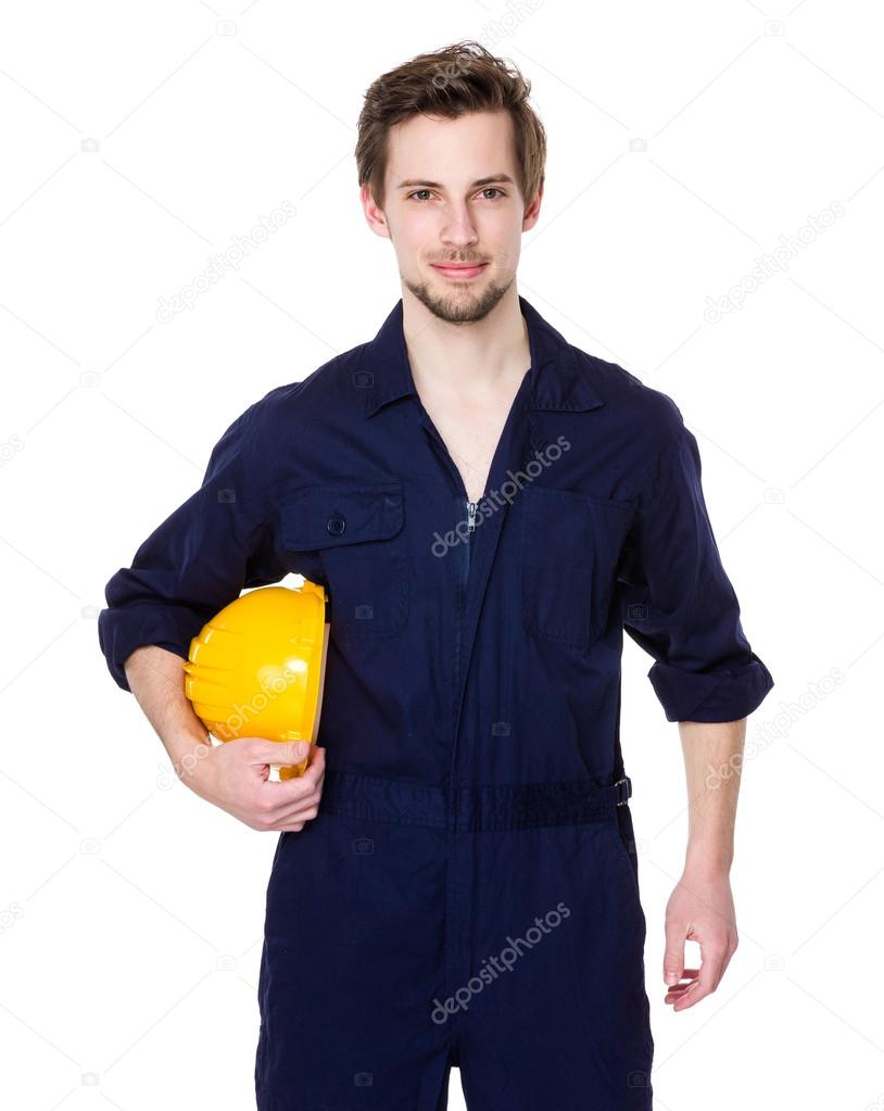 Handsome caucasian construction worker