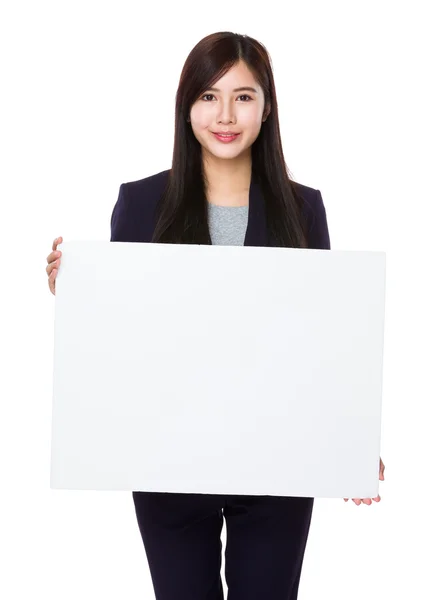 Businesswoman with white board — Stock Photo, Image