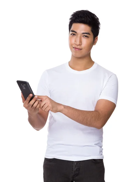 Asian man in white t shirt — Stock Photo, Image
