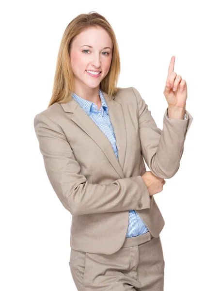 Caucasian businesswoman in beige suit — Stock Photo, Image