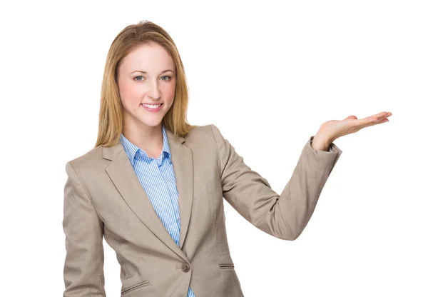 Caucasian businesswoman in beige suit — Stock Photo, Image