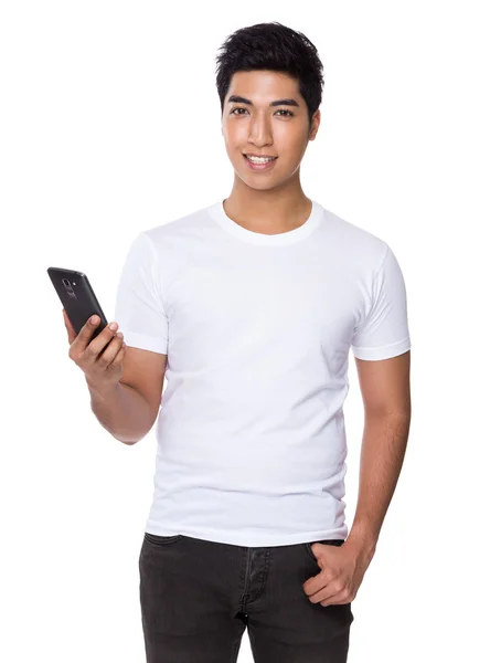 Mixed race man in white t shirt — Stock Photo, Image
