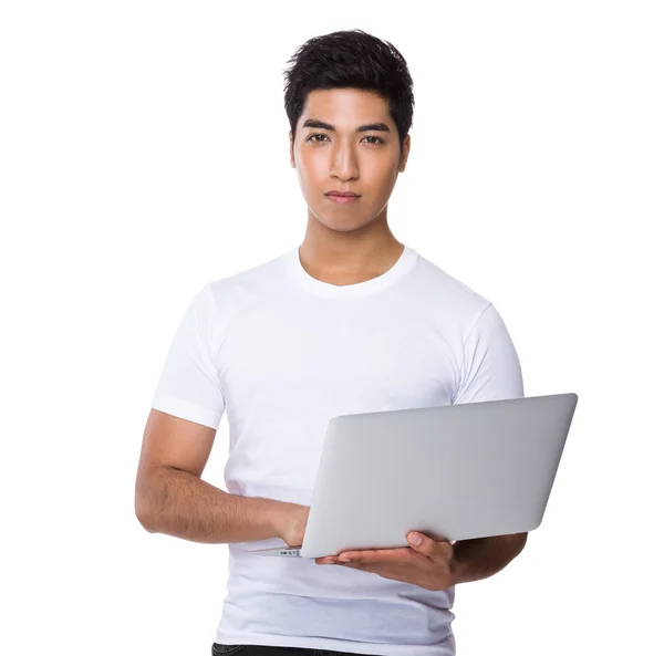 Mixed race man in white t shirt — Stock Photo, Image