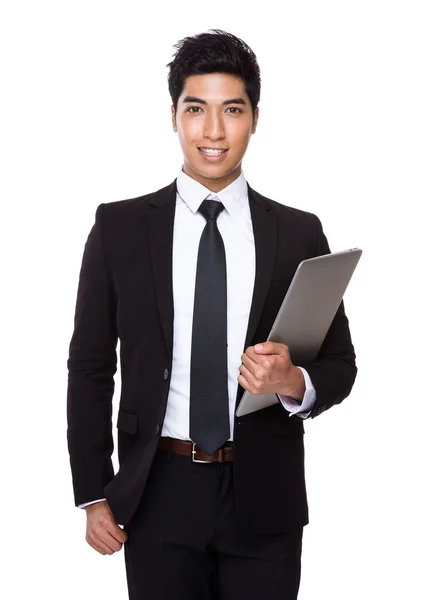 Mixed race businessman in black suit — Stock Photo, Image