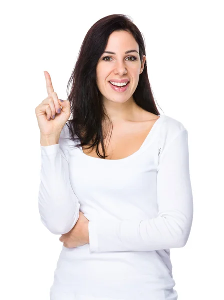 Caucasian woman in white sweater — Stock Photo, Image