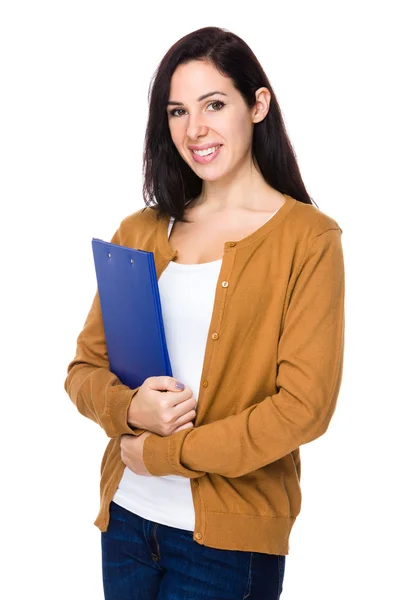 Kaukasische vrouw in bruin vest — Stockfoto