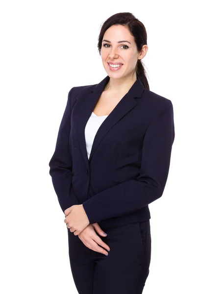 Caucasian businesswoman in black suit — Stock Photo, Image