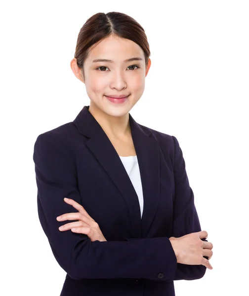 Asiatico businesswoman in nero vestito — Foto Stock