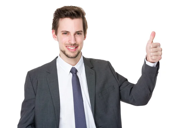 Kaukasischer Geschäftsmann im grauen Anzug — Stockfoto