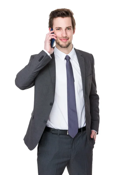 Caucasian businessman in gray suit — Stock Photo, Image