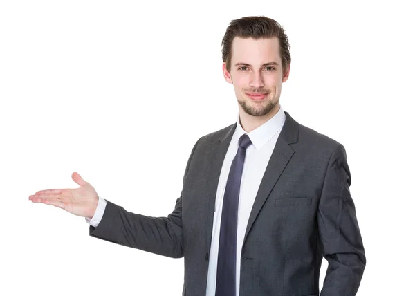 Hombre de negocios caucásico en traje gris —  Fotos de Stock