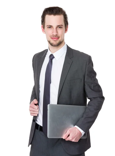 Caucasian businessman in gray suit — Stock Photo, Image