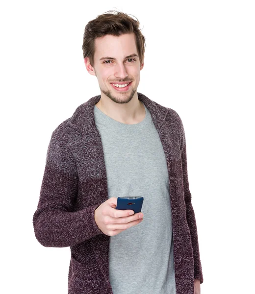 Pohledný muž v pletený svetr — Stock fotografie