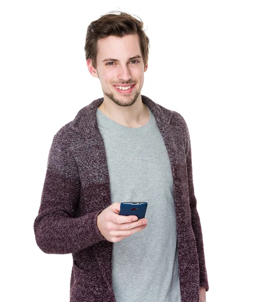 Bell'uomo in cardigan lavorato a maglia — Foto Stock