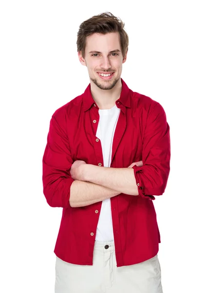 Beau homme en chemise rouge — Photo