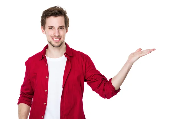 Handsome man in red shirt — Stock Photo, Image