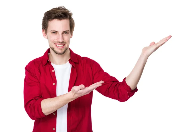 Handsome man in red shirt — Stock Photo, Image