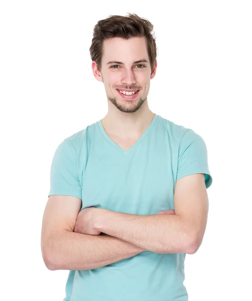 Handsome man in green t shirt — Stock Photo, Image